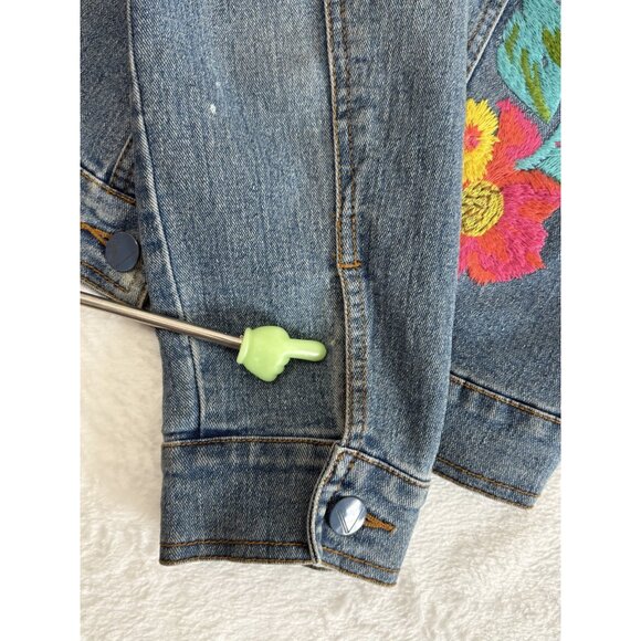 Womens Vintage Y2K Embroidered Denim Jacket Floral Button Front Very Vera Size M - Picture 10 of 15